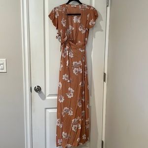 Pink flower wrap dress